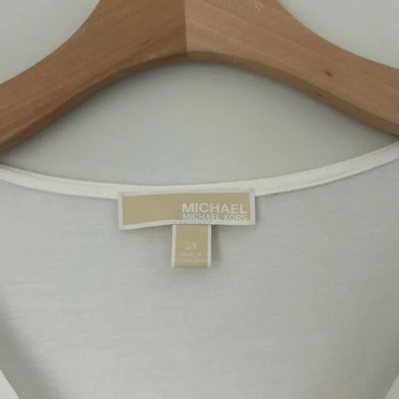 Michael Kors White Asymmetrical Sleeveless Tank Top - Picture 5 of 9